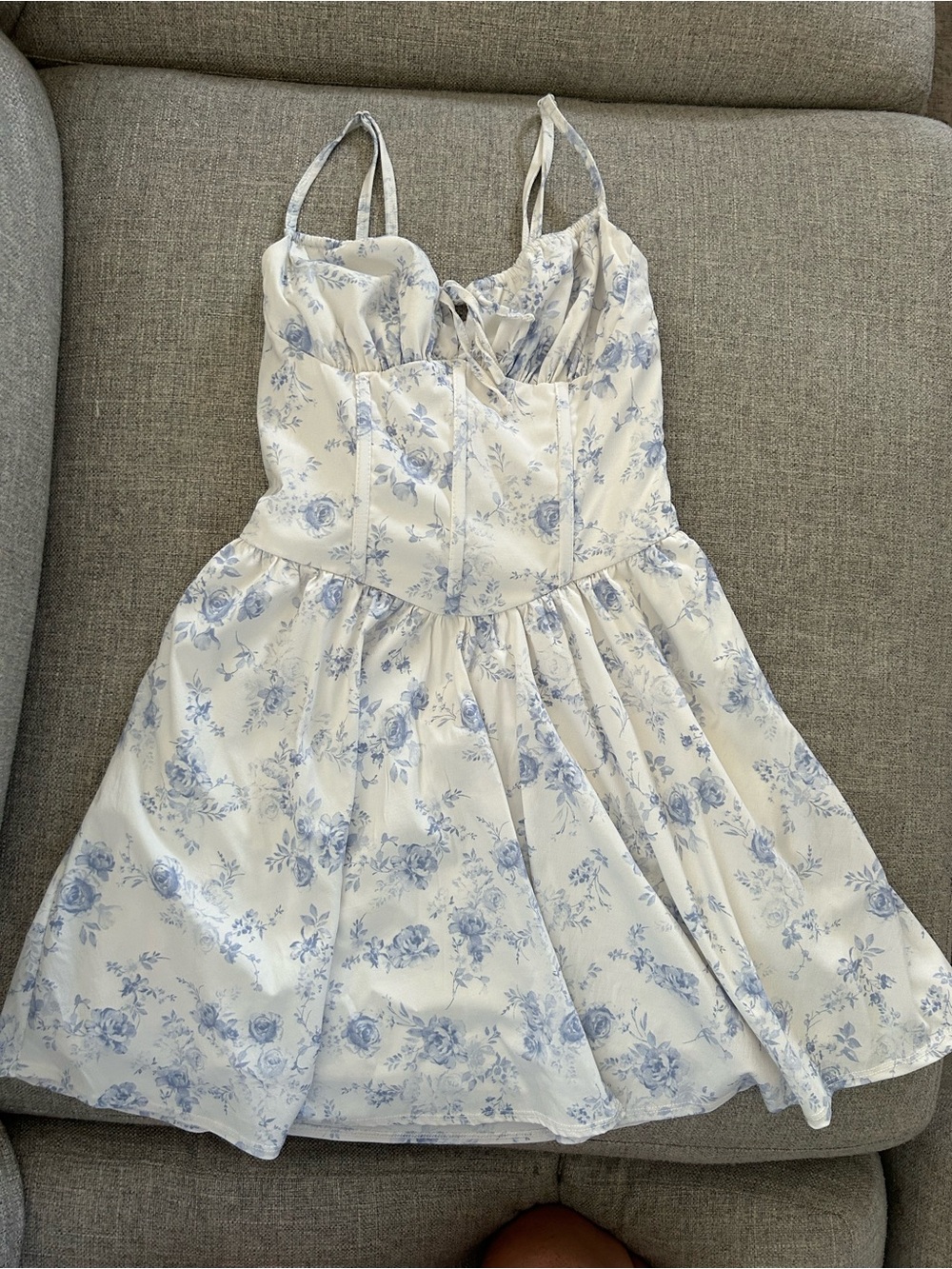 Garage Blue Floral Corset Mini Dress